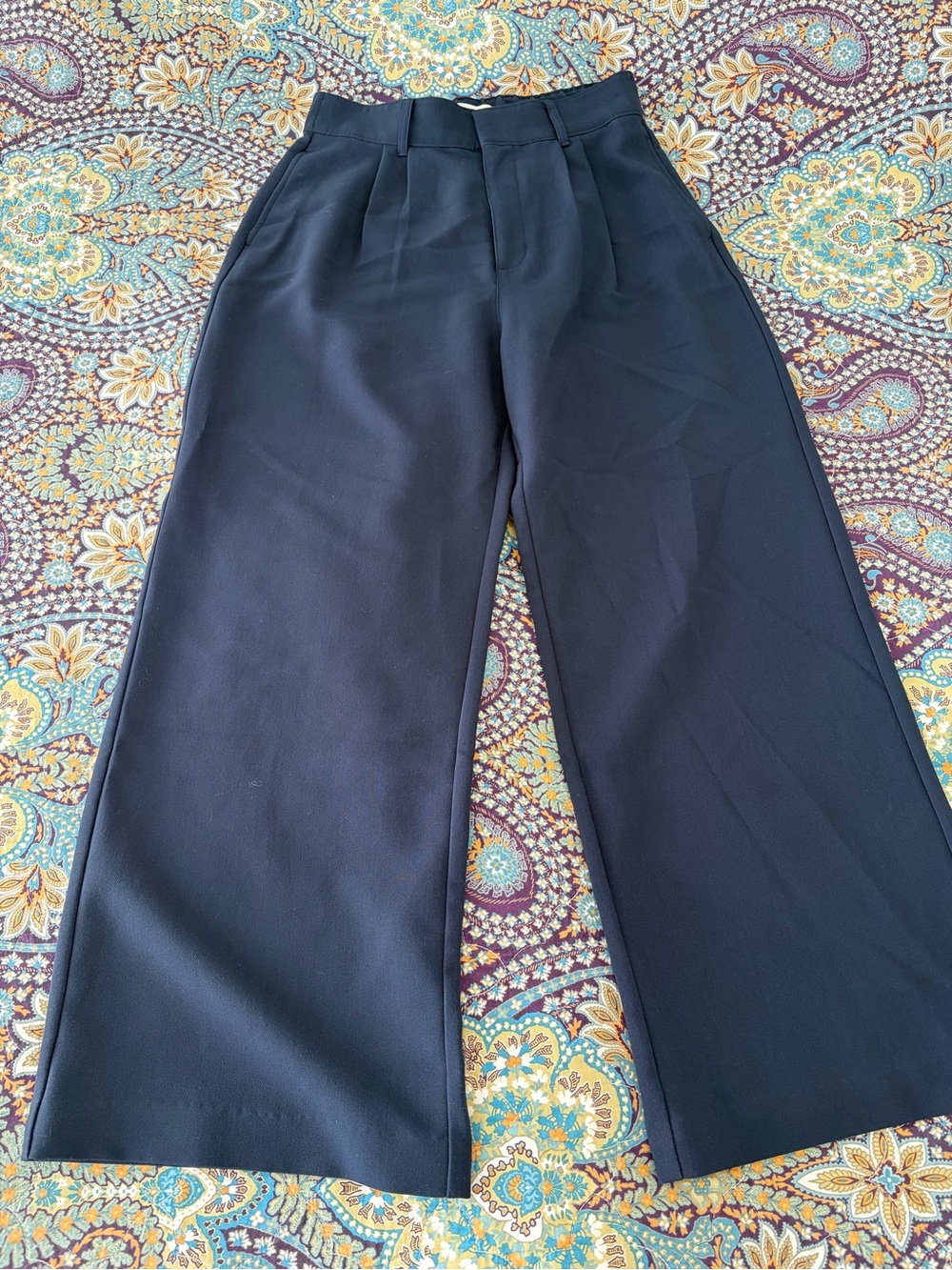 Abercrombie & Fitch Wide Leg Navy Trousers